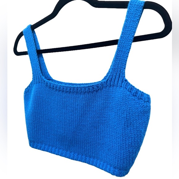 Mare Mare Anthropologie Knit Sweater Crop Top XS Electric Blue Cami Bralette - Picture 2 of 8